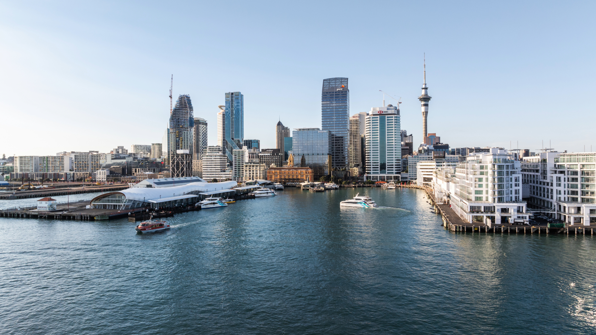 View of Auckland City form a Fullers360 ferry in Valentines day